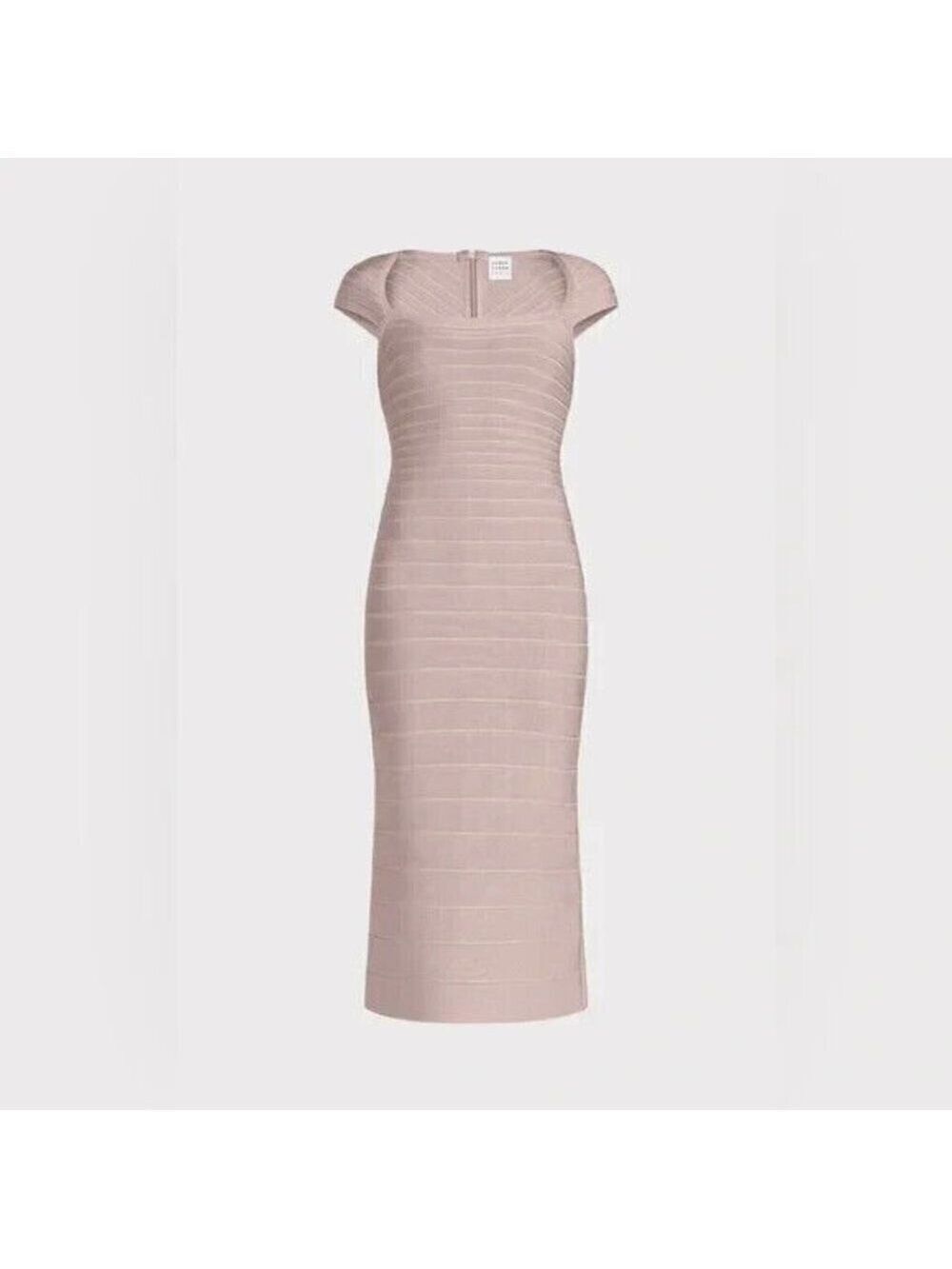 Herve Leger BNWOT womens cap sleeve blush pink midi dress NEW sz Xsmall